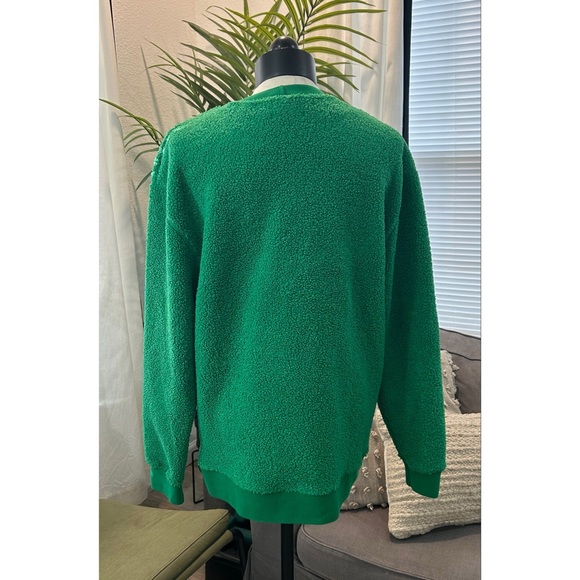 COS Men’s Relaxed Fit Teddy Sweatshirt Size Medium Green Long Sleeve Crew Neck - Picture 8 of 12